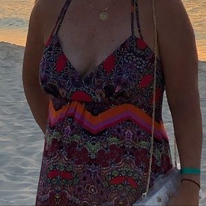 Boho Maxi dress low cut , low back